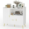 thumbnail image 2 of Buffet Cabinet with Storage, Sideboard Storage Cabinet with Metal Leg, Kitchen Cabinet with Drawers and Open Shelf for Living Room, Modern, 2 of 7
