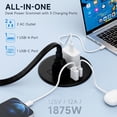thumbnail image 3 of ZHANGONG Desk Power Grommet with 20W USB-C Fast Charging, 3.15" Recessed Power outlet for Desk, 2 AC Outlet & 2 USB Ports, 6.5FT Cord, 3 of 9