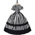 thumbnail image 4 of Queen Marie Antoinette Rococo Ball Gown Gothic Victorian Black and White Stripe Dress, 4 of 7