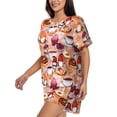 thumbnail image 2 of Lsque Gnomes With Coffee Women's Short-Sleeved Pajama Set - 2 Piece Soft and Lightweight Sleepwear Set-X-Large, 2 of 9