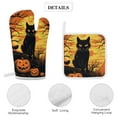 thumbnail image 4 of Pumpkin Lantern Black Cat Oven Mitt And Pot Holder Set Oven Glove for Kitchen Baking Cooking Grilling, 4 of 6