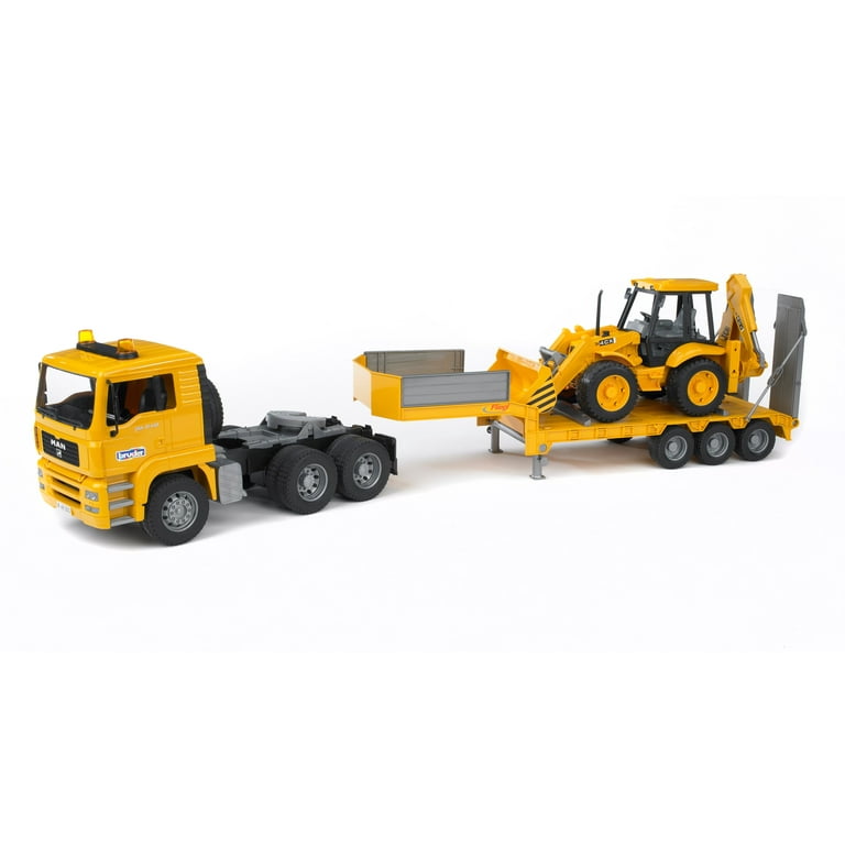Bruder MAN TGA Low Loader Toy with JCB 4CX Backhoe Loader