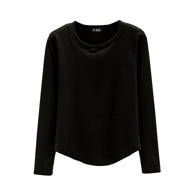 MIASHUI Femmes Automne Hiver Décontracté Multicolore Uni Col Rond Épais sous-Vêtements Thermiques Couche de Base Chaude Noir,m