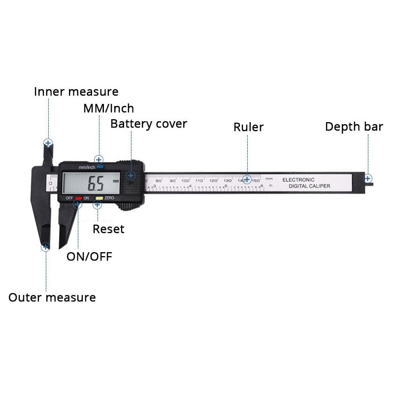 150mm 6 Inch LCD Digital Ruler Electronic Carbon Fiber Vernier Caliper Gauge Micrometer Measuring Tool Calibre Digital Suwmiarka