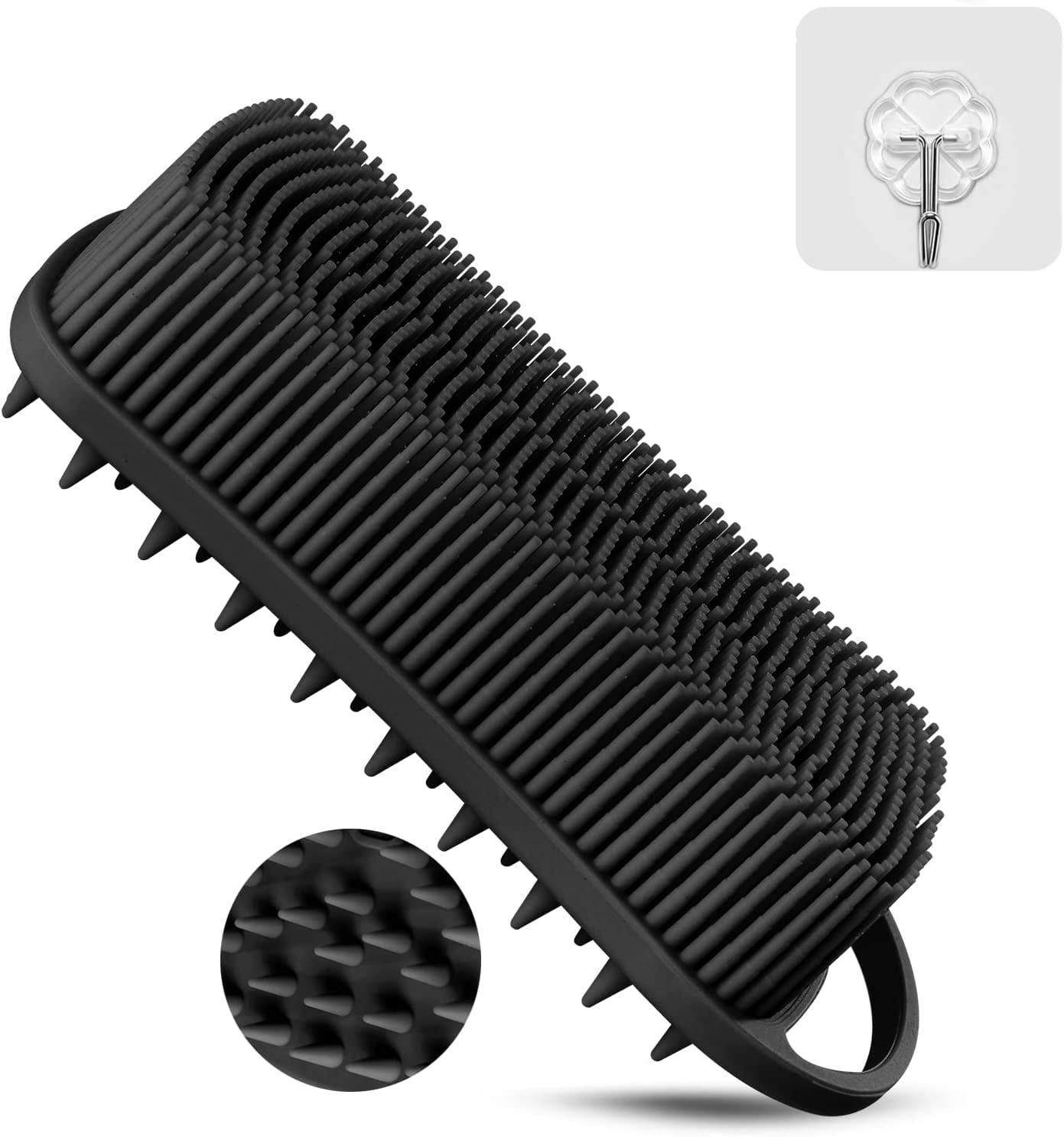 Silicone Body Scrubber, 2 in 1 Body Brush & Hair Scalp Brush for Shower and Bath, Easy Clean