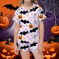 thumbnail image 2 of MUXiin Toddler Pajamas 3T Girls Halloween Print Pajama Set Short Sleeve Lapel Top And Pants Comfy Sleepwear For Kids Casual Home Loungewear Outfit Age 3 13 Years, 2 of 4