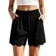 thumbnail image 3 of Women's Soft Cotton Elastic Waistband Shorts with Pockets, Pull On Casual Summer Bottoms with Relaxed Fit, Comfortable Everyday Shorts with Tummy Control for Active Walking,, 3 of 7