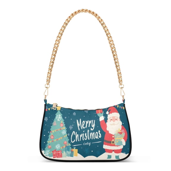 ALAZA Santa Claus Gifts Christmas Women's Chain Shoulder Bag Hobo Handbag Tote Crossbody Purse