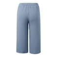 thumbnail image 5 of Wutalume Women's Casual Loose Fit Capri Pants with Pockets Solid Color Summer Beach Sport Leisure Travel Trousers,Blue S, 5 of 6