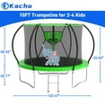thumbnail image 4 of Kacho Trampoline, Trampoline avec Filet de Sécurité 10 Pieds 1000LBS Trampoline pour 1-2 Enfants, Trampoline avec Panier de Basket et Échelle, Ballon, Trampoline Extérieur Récréatif Robuste, Vert, 4 of 6