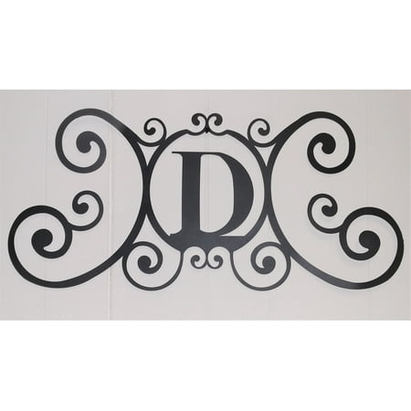 Initial D Wall Scroll Wrought Iron Metal Scrolled Monogram Personalized Initial Letter D Wall Decoration Plaque ()