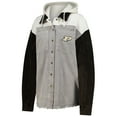 thumbnail image 2 of Women's Gameday Couture Gray Purdue Boilermakers Vintage Wash Corduroy Full-Snap Hooded Shacket, 2 of 4