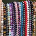 thumbnail image 4 of Cuentas de piedra sueltas espaciadoras de amazonita, turquesa, ágata, jaspes, granate y ojo de tigre redondo natural para hacer joyas, pulseras DIY, 4 of 5