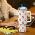 thumbnail image 6 of Balery Orange Fox Pattern 40oz Stainless Steel Tumbler Double Wall Vacuum Insulated Water Bottle Ice Bully Insulated Tumbler With Handle And 2 in 1 Straw Lid, 6 of 8