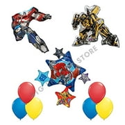 Angle View: Transformers 9pc Birthday Party Decorations Mylar Balloon Bouquet Set