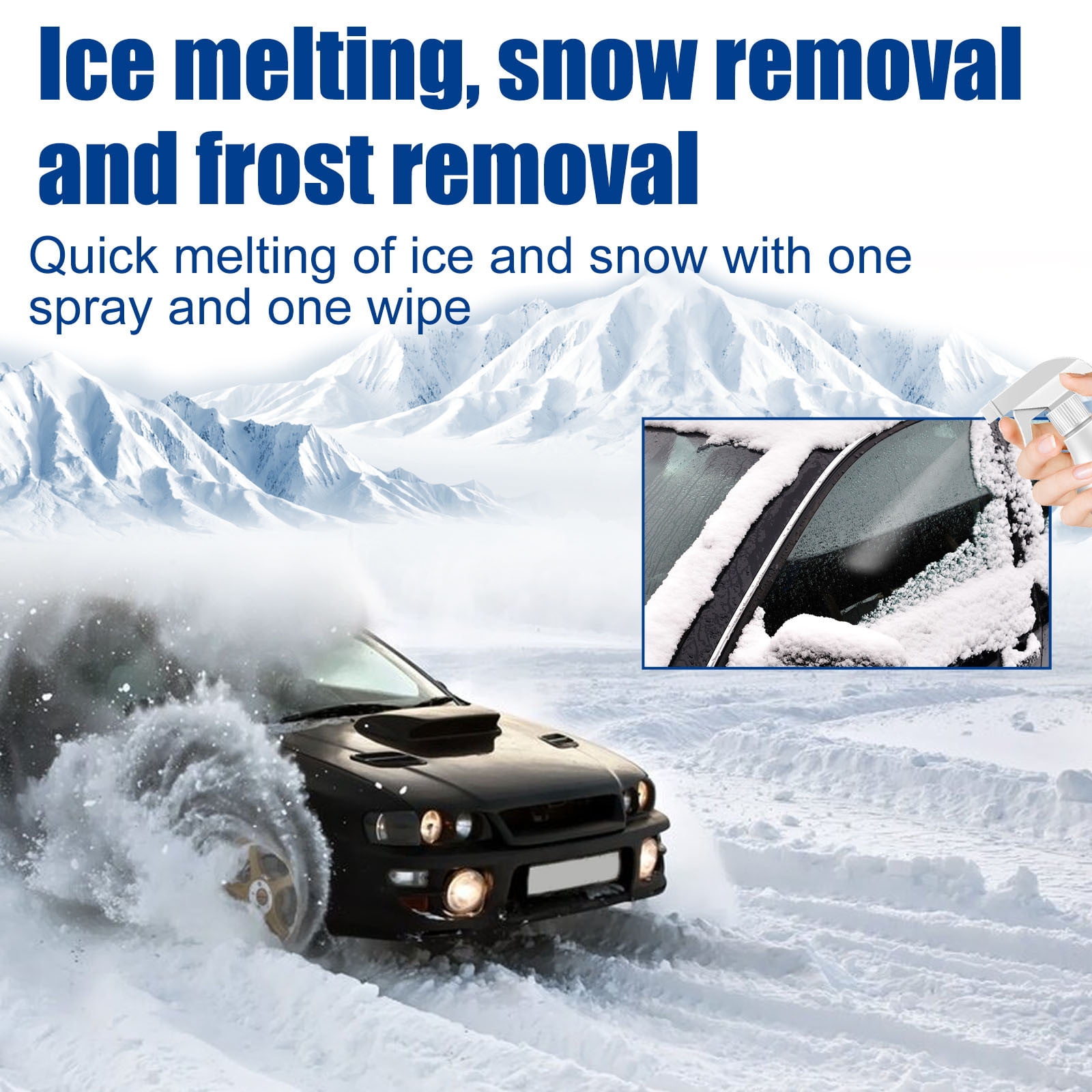 Defrost Spray Windshield De-Icer For Car Windshield 2 Oz Minimal Scraping  Improve Visibility Ice Remover Melting Spray For