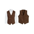 thumbnail image 2 of Michellecmm Men's V-Neck Suit Vest Button-up Curved Hemline Sleeveless Single Breasted Waistcoat, 2 of 4