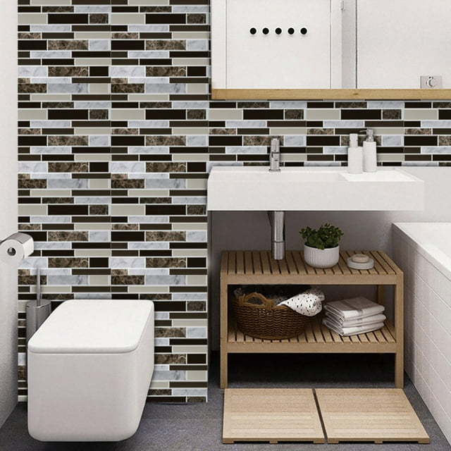 Wall Sticker Set for DIY Home 10-Piece Peel and Stick Ceramic Tile Paste 3D Lattice Design for Self- Wall and Interiors 10PCS