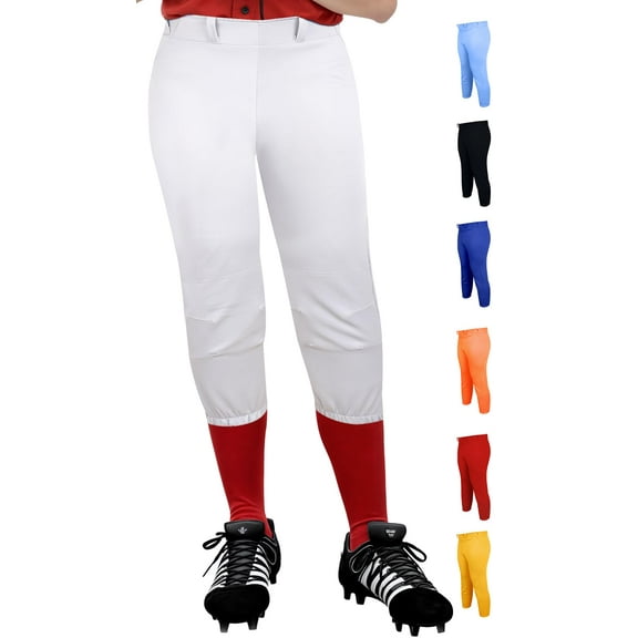Exxact Sports Womens Softball Pants Knicker/Yoga Style Knee Length, 4-Way Stretch Low Rise Softball Pants for Women - (AS, White)