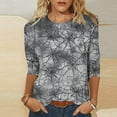 thumbnail image 2 of aohooy Plus Size Women Halloween Shirts 3/4 Sleeve Crewneck Shirt Funny Holiday Tees Pumpkin Witch Ghost Graphic Tee Pullover Tops Multicolor,L, 2 of 5
