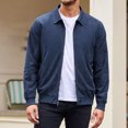 thumbnail image 3 of Faux Suede Zip Bomber Jacket Men Turn‑Down Collar Side Pockets Classic Casual Coat for Fall Winter Business Casual Daily Wear, 3 of 5