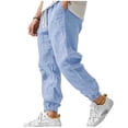 thumbnail image 2 of QSXADF Men's Casual Jogger Pants Loose Drawstring Pants Drawstring Elastic Waist Tapered Joggers Linen Blending Breathable Lightweightful Pants Trousers Mens Casual Trousers, 2 of 6
