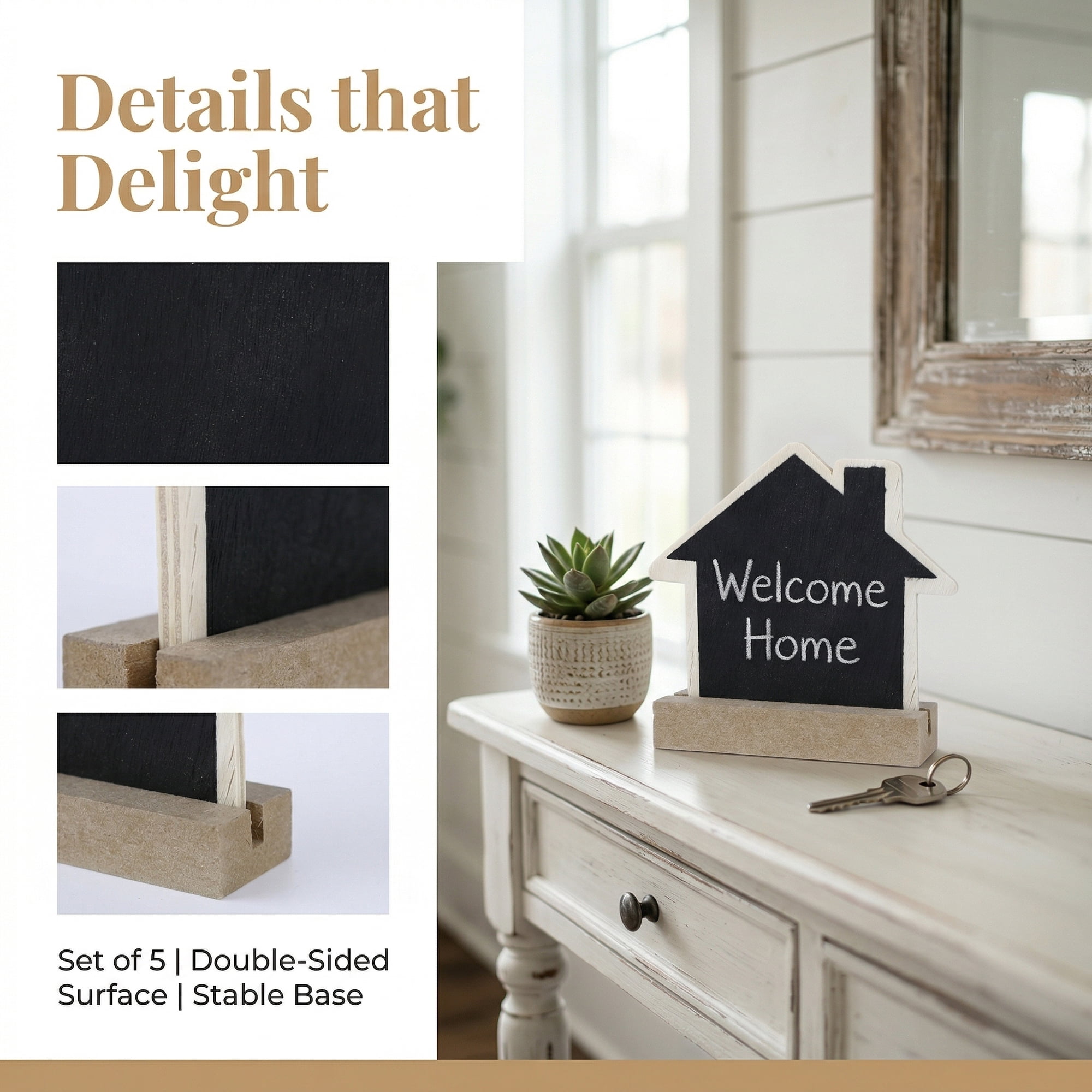 Unique Bargains 20Pcs Mini Chalkboard Signs with Support Base 5Pcs House Shape 3.1" x 1.0" x 2.9"