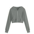 thumbnail image 2 of Cethrio Girls Zip up Hoodies, Casual Solid Color Sports Long Sleeve Girls Sweatshirts Gray Size 14, 2 of 8