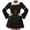 Black, variant on Women's Gothic Vampire Devil Velvet Lace Dress Square Neck Bell Sleeve Mini Dress with Lace Up Front for Halloween Dark Costume Party Black S