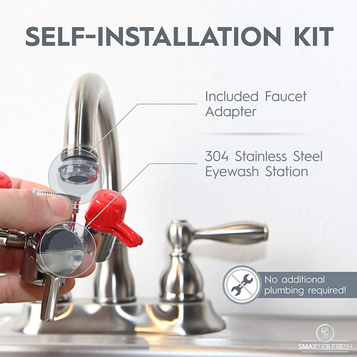 ETE ETMATE Faucet Mounted Eye Wash Station First AID Emergency Eye Wash Unit for Sink Attachment Sink Mount for Eyes and Skin