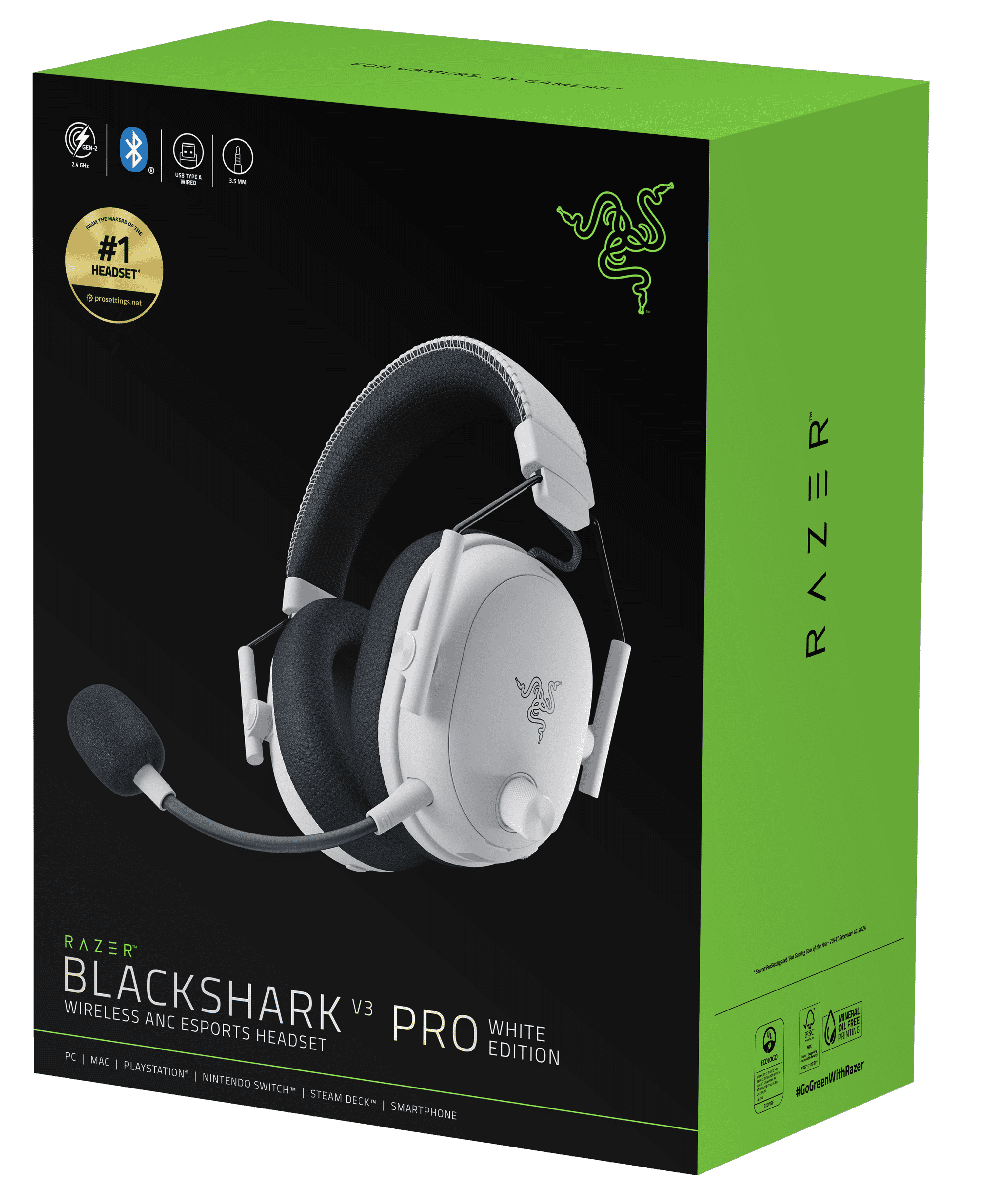 【新品】Razer BlackShark V3 Pro White Razer BlackShark V3 Pro ANC Wireless Over the Ear Gaming