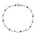 thumbnail image 5 of 925 Sterling Silver Onyx/Turquoise Beads Chain Anklet for Women 10", 5 of 9