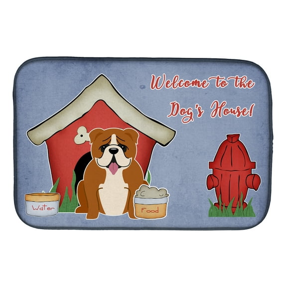 Dog House Collection English Bulldog Red White Dish Drying Mat
