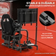 Supllueer Gaming Racing Simulator Cockpit With Black Seat & Monitor Mount Fit Logitech Thrustmaster T248 T300.Excluding electronic devices