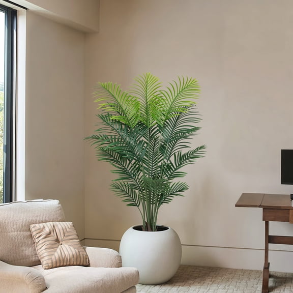 OLIVIVI Artificial Palm Tree 5FT Tall Faux Silk Plant for Home Office Decor Indoor Outdoor Fake Lifelike Potted Plant with Wood Branches 1 pack