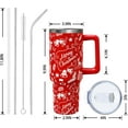 thumbnail image 3 of Red Merry Christmas 40oz Tumbler Cup with Handle and Straw, Rudtic Xmas Gifts for Women Men, Winter Holiday Stainless Steel Water Bottle 1PC, 3 of 6