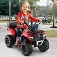 thumbnail image 2 of Costway 6V Toddler Ride On Electric Car ATV with Lights & Music & USB Port Storage Box Toy Car Red, 2 of 10