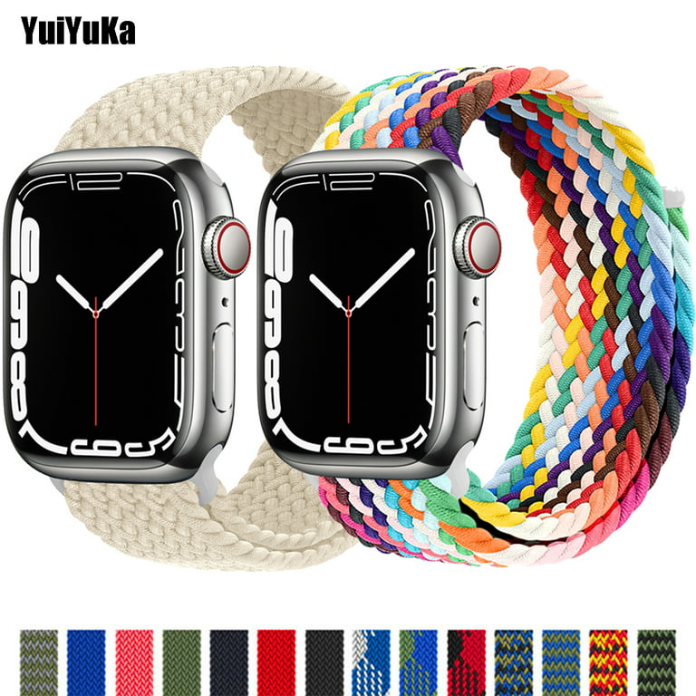YuiYuKa Braided Solo loop Strap Compatible with Apple Watch Band 44mm 40mm  45mm 41mm 42mm 38mm 49mm Nylon Elastic Adjustable Watch Bands belt bracelet  for iWatch series 8 7 SE 6 5 4 3 2 1 Ultra 