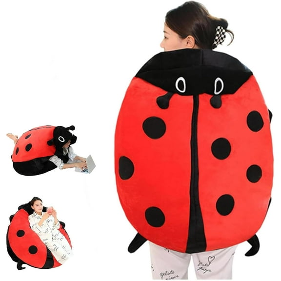 Wearable Ladybug Pillow,23.6/39.4/59.Cute Warm Sleeping Wearable Pillow Plush Removable Oversized Ladybug Pillow Giant for Children and Adults Release Stress