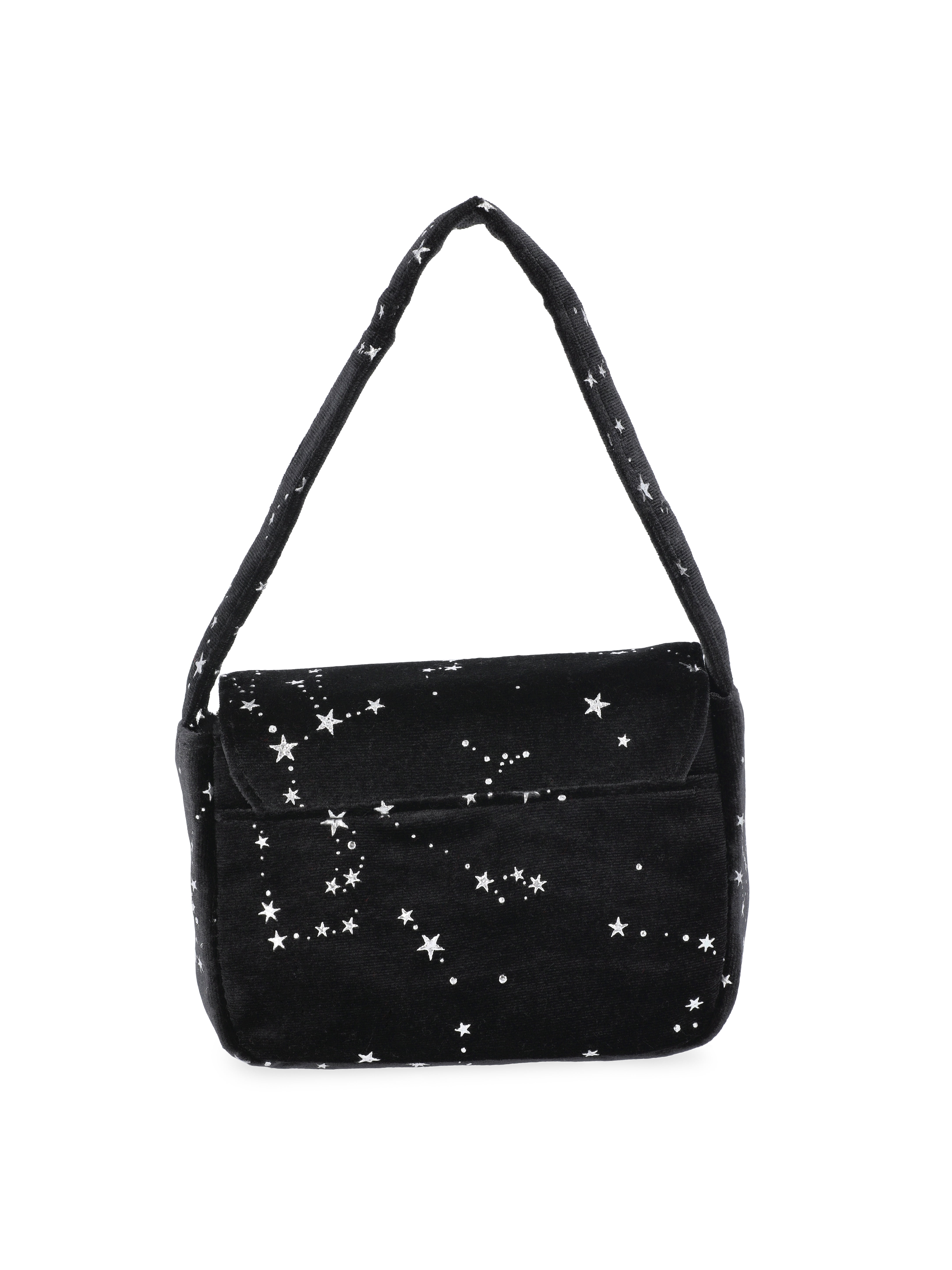 Wonder Nation Girls Velvet Star Constellation Handbag, Black
