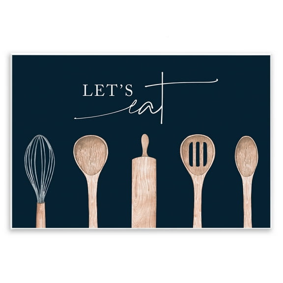 Stupell Industries Let's Eat Kitchen Utensils Quotes and Sayings Painting Unframed Art Print Wall Art, 15 x 10