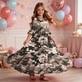 thumbnail image 6 of Toddler Girls Short Sleeve Dress Camouflage Print Summer A-Line Cute Maxi Casual Sundress Camouflage 4-5 Years, 6 of 7