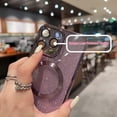 thumbnail image 2 of Compatible with iPhone 13 Pro Max 6.7 Inch Case,Luxury Magnetic Glitter Plating Bling Sparkle Shiny Clear Phone Case with Camera Protection,Compatible with MagSafe for Women Girls-Purple, 2 of 12