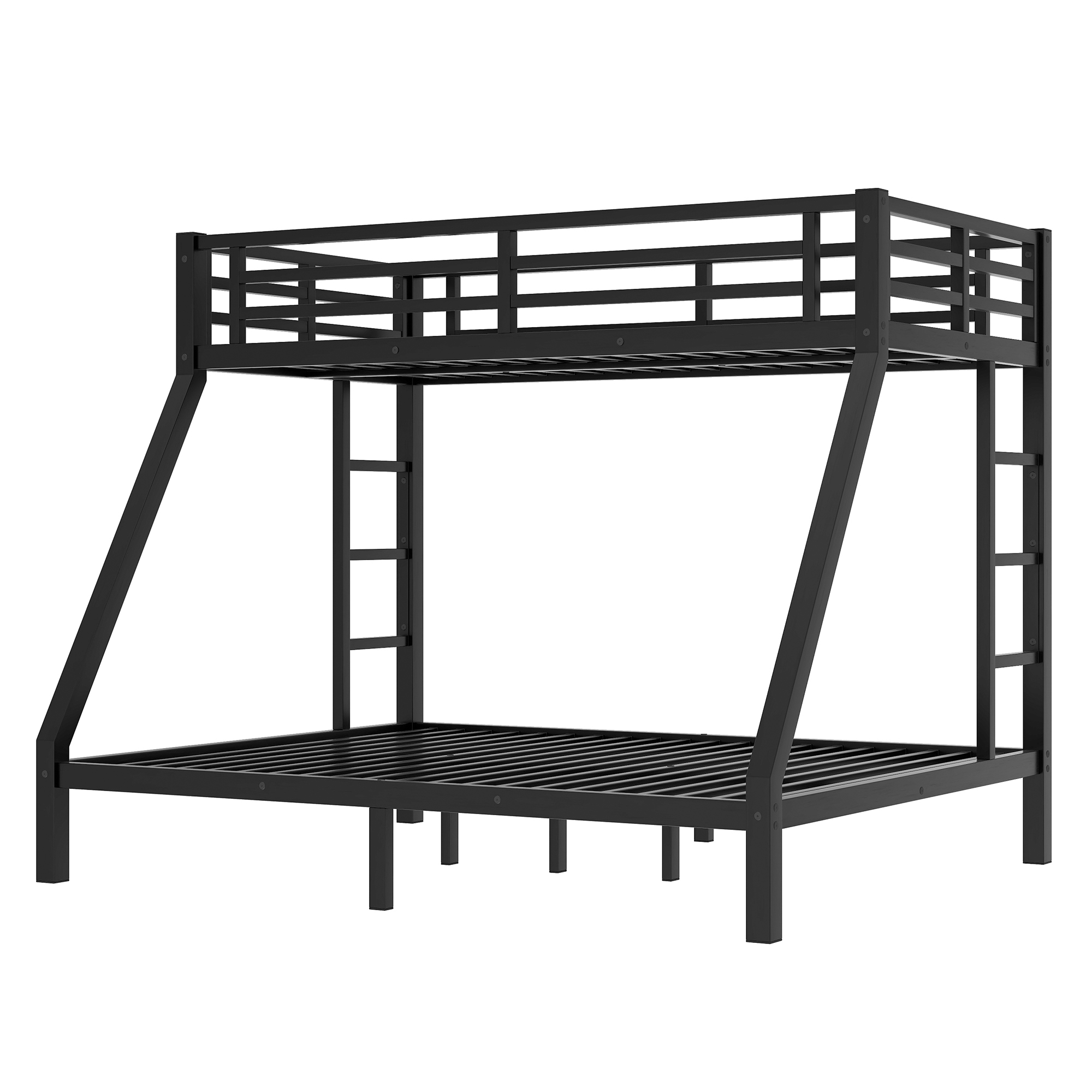 Leumius Twin XL over Queen Bunk Bed for Teens and Adults,Heavy Duty Metal Bed Frame with 2 Side Ladders,Space-Saving/Noise Reduced/No Box Spring Needed,Black