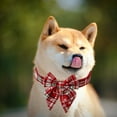 thumbnail image 3 of Laklulu Collar de perro navideño con lazo, collar de perro ajustable a cuadros navideños con hebilla de seguridad, suave, ROJO, 3 of 5