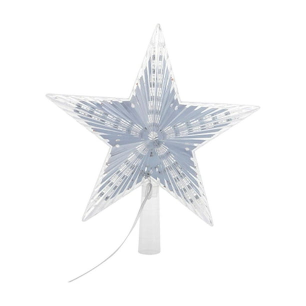 Adorno para árbol de Navidad, adorno para árbol de Navidad con luz LED y forma de estrella, con cable para decoración navideña, ideal para fiestas y regalos. 20cm blanco