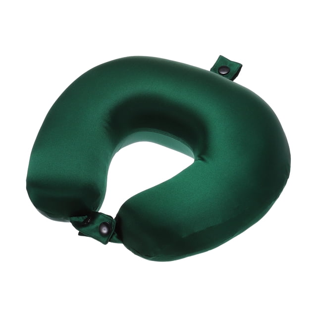 Almohada de viaje de seda para avión, almohada de viaje de memoria con funda de seda real de 22 Momme, verde