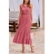 thumbnail image 3 of Vestido PRETTYGARDEN Midi Rojo con Cuello en V y Volantes de Lunares Suizos Talla S, 3 of 8