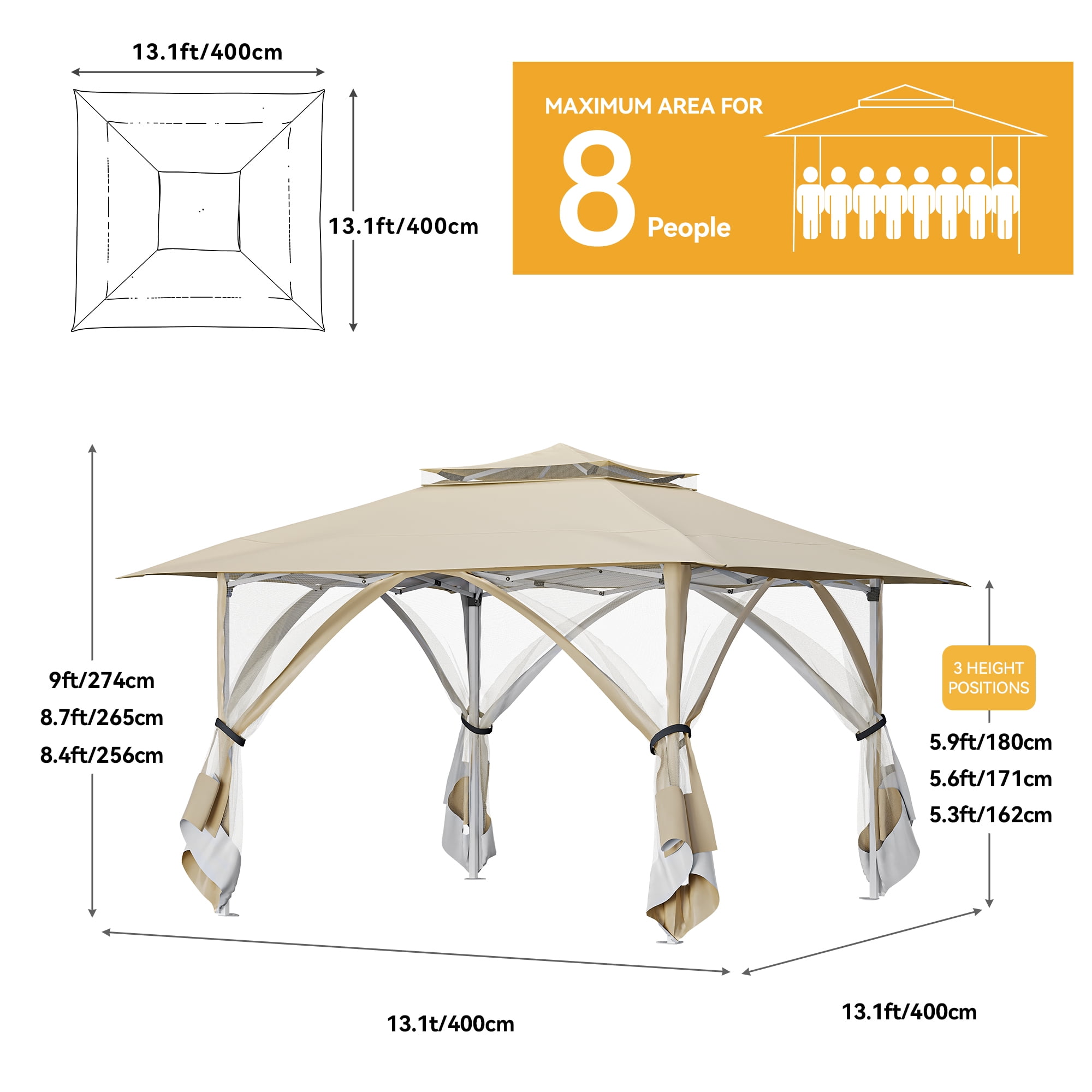 Free Shipping! Dextrus Patio Gazebo 12x12ft Double Roof Pop Free Shipping! Dextrus Patio Gazebo 12x12ft Double Roof Pop