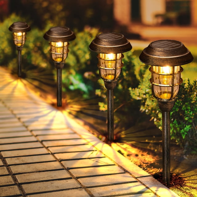 Luces solares para senderos exteriores LETMY, paquete de 8, impermeables, 12 h